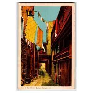 Vintage Sous le Cap Street Quebec Canada Linen Postcard by Photogelatine